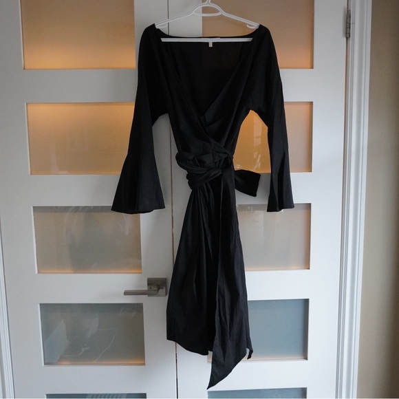 WAYF Black Wrap Dress - Picture 4 of 8